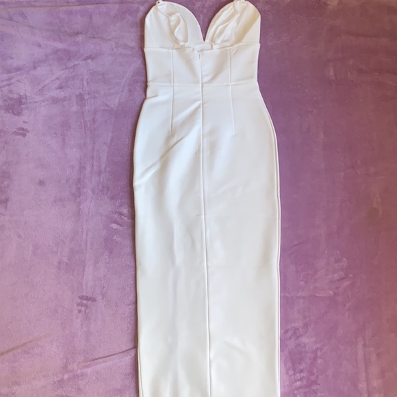SHEIN Zip Back Slit Hem Bodycon Dress (White) - Picture 3 of 3